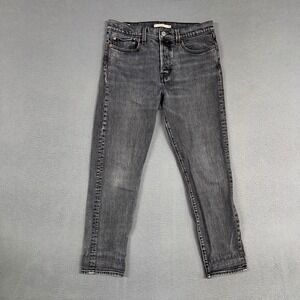 Levis Jeans Womens 30 Black Wedgie Straight Distressed Denim Cotton Blend